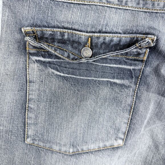 RocaWear Jean Shorts Men 38 Blue Med Wash Whiskering Wide Baggy Hip Hop Y2K - Picture 11 of 14